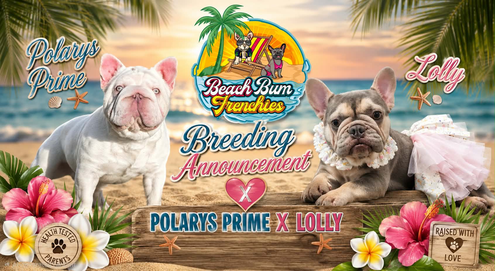 Beach Bum Frenchies breeding announcement — Polarys Prime x Lolly